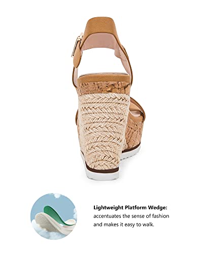 Image of Coutgo Women's Espadrille Wedge Platform Sandals Open Toe Ankle Buckle Strap Casual Summer Shoes