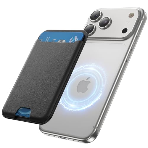 TWZKG for MagSafe Wallet, 3 Cards Holder, Slim Magnetic Phone Wallet for iPhone 17/16/15/14/13/12 Pro Max Plus Air Series,RFID Blocking Vegan Leather,Black