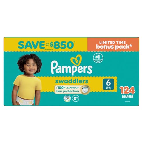 Image of Pampers Swaddlers Diapers, Size 6 (35+ Pounds), 112 Count