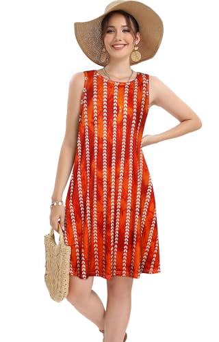 Image of elescat Women's Summer Dresses 2026 Beach Casual Sleeveless Floral Print Tank Loose Sundress with Pocket
