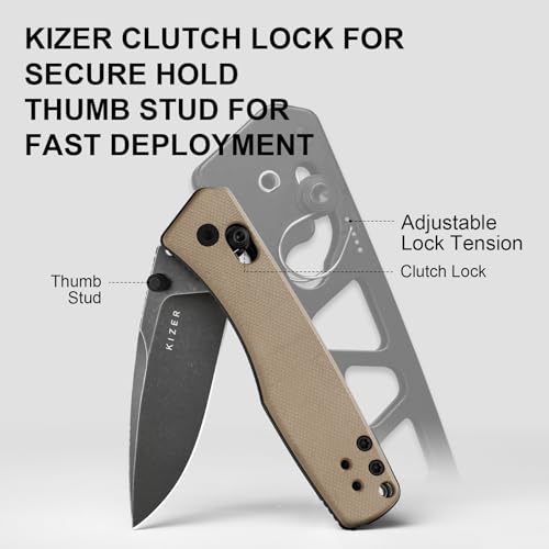 Image of Kizer Aegis EDC Pocket Knife, 2.8 inch D2 Steel Drop Point Folding Knife