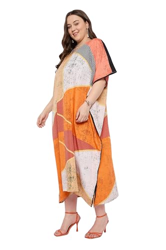 Image of Gypsie Blu Women Plus Size Kaftan Dress Beach Cover Up Maxi Dresses for Women, V-Neck Kimono Sleeve 1X-3X