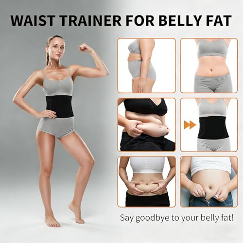Image of Belly Fat Belt for Women and Man,Sweat Belt Fat Burner with Pocket,Neoprene Waist Trimmer for Weight Loss,Tummy Exercise,Hot Slimming Belt Lower Back Support and Relief in Back Pain
