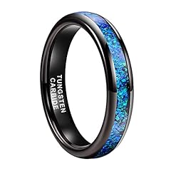 4mm Black Tungsten Blue Opal