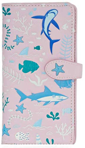 Shag Wear Large Shark Pattern Women's BiFold Wallet Pink Vegan Leather 7