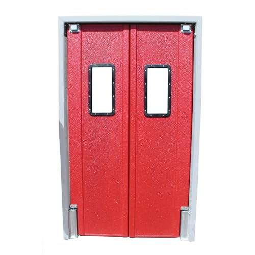 Image of 36 inch x 84 inch Pro Tuff Red Double Panel Commercial Restaurant Kitchen Swinging Traffic Door, Kitchen Swing Restaurant Door from Discount Commercial Doors