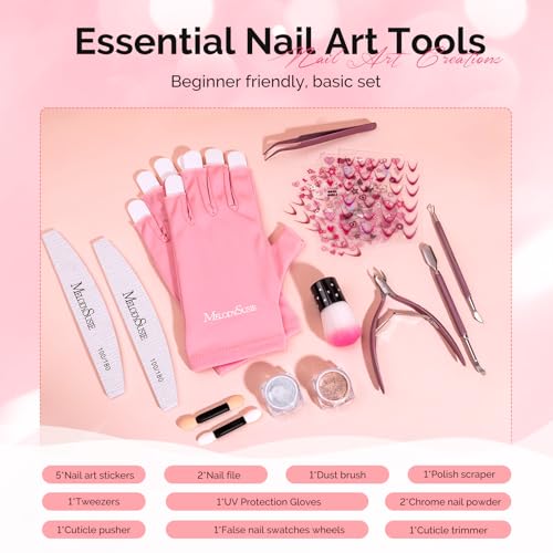 Image of MelodySusie Gel Nail Polish Kit with UV Light P-PLUS30F- Popular Color Gel with Builder and Baser &Glossy Top Coat Soak Off Includes Nail Art Tools Nail Art Gift for Women & Girls