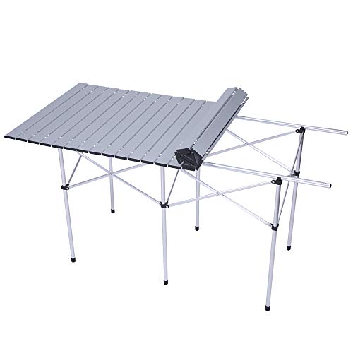Koreyosh Folding Camping Picnic Table 55 Inches Portable Roll Up Lightweight Compact Aluminum Outdoor Table With Carry Bag For Party,Beach, Bbq, Buffet (Silver) #TOP5