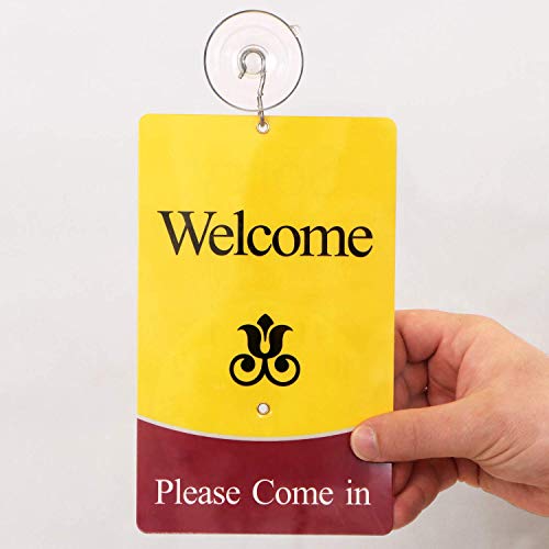Smartsign "Sorry We Missed You, Will Be Back/Welcome Be Back" Two Sided Be Back Clock Sign | 7.75" X 4.75" Plastic #TOP3