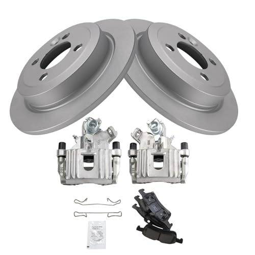 Image of TRQ Rear Brake Pad and Rotor Set Ceramic Solid Rotors Calipers