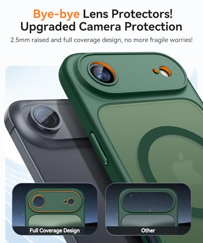 Image of CANSHN Magnetic Compatible with iPhone Air Case(6.5 Inch), Upgraded [Full Camera Protection] [Compatible with Magsafe] [Translucent Matte] Shockproof Phone Cover for iPhone 17 Air Case,Deep Green