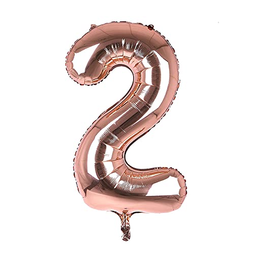 Image of Rosegold 32 Inches 2 Numbers Shape Large Big Foil Helium Balloons For Party Decorations In Happy Birthday Anniversary Office Items Materials Set Pack, Pack Of 1