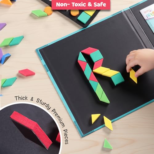 Image of Intelliskills Premium Shape-It Foldable Magnetic Board Puzzle, 150+ Patterns & 44 Foam Shapes, Montessori Educational Toy for Preschoolers for 4+ Years, Portable Puzzle Game for Kids, Birthday Gift