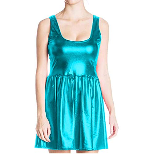 Fetish Queen Plus Size Sexy Girl Mini Tank Dress Sleeveless Skater Pleated Dress