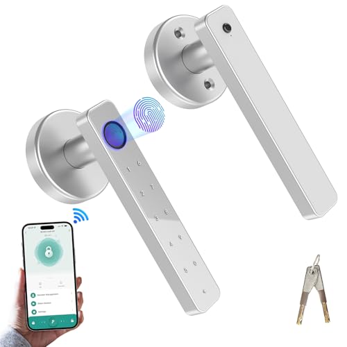 Smart Door Lock, Fingerprint 4-in-1 Electronic Fingerprint Keyboard Password Bluetooth Smart Lock for Home Bedroom Hotel Office Apartment (White)