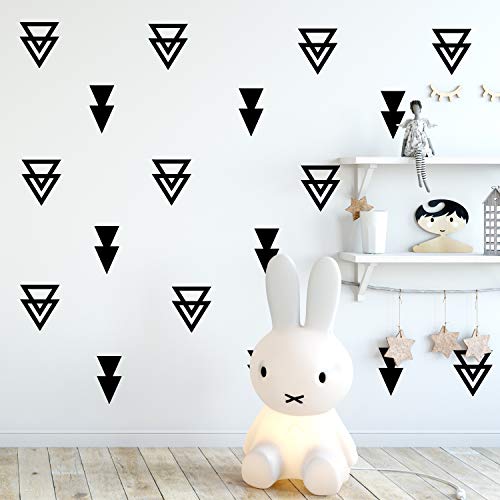 Set of 20 Vinyl Wall Art Decal - Triangle Patterns - 5  x 3  Each - Modern Urban Decor for Home Apartment Workplace Decor - Geometric Design for Living Room Bedroom Decals (Black)