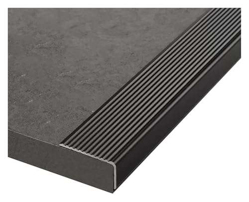 アンチノンスリップ階段ノージング、 階段の段鼻エッジトリムは、多色と複数のサイズでご利用いただけます。(Black,W7 x H3cm)