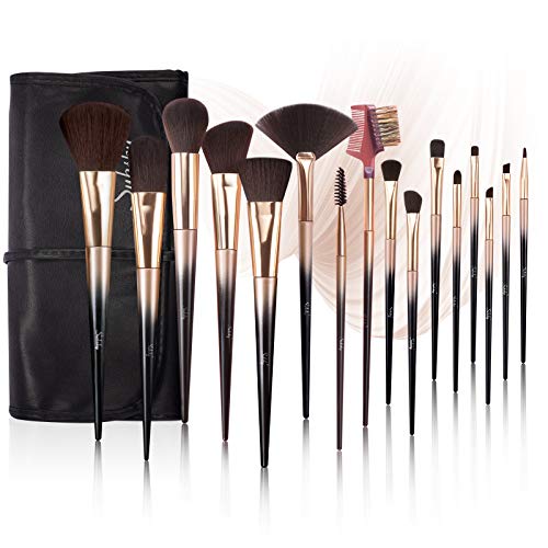 Brochas de maquillaje professional Subsky de 16 pcs, que incluye brocha para base, brocha para rubor, brocha correctora…