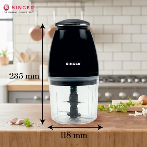 Image of SINGER Nexchop Mini Single Speed Electric Chopper 350W | 700ml Bowl | 4 Stainless Steel Blades | Low Noise | Lightweight | ISI Certified | 2-Year Warranty