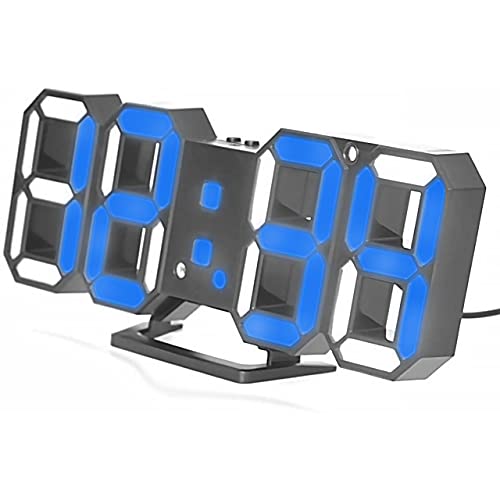 GoodsLand 【 壁掛け 可能 】 LED 置き時計 デジタル USB給電 掛け時計 壁掛け時計 おしゃれ アラーム 温度 日付 12H 24H 日本語説明書 GD-LDGTK-BL