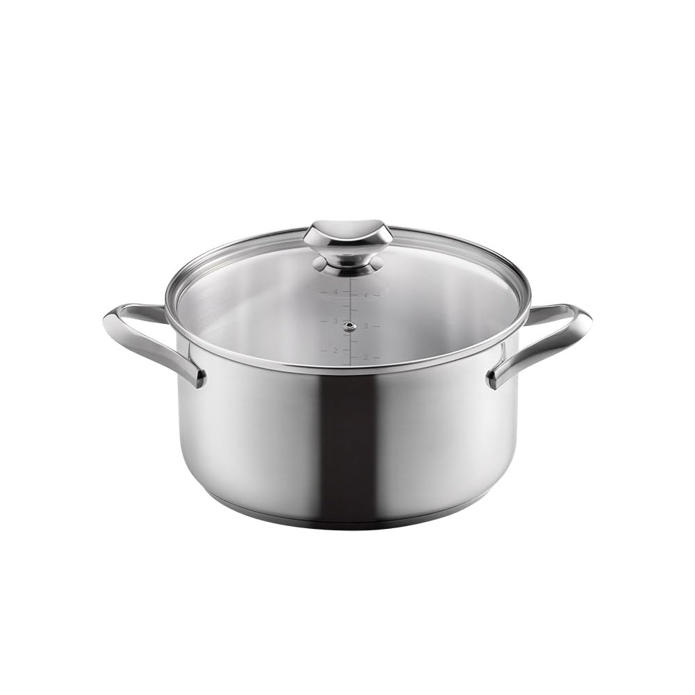 Cacerola baja Metaltex ICONA de 24cm en acero inoxidable para cocciones uniformes