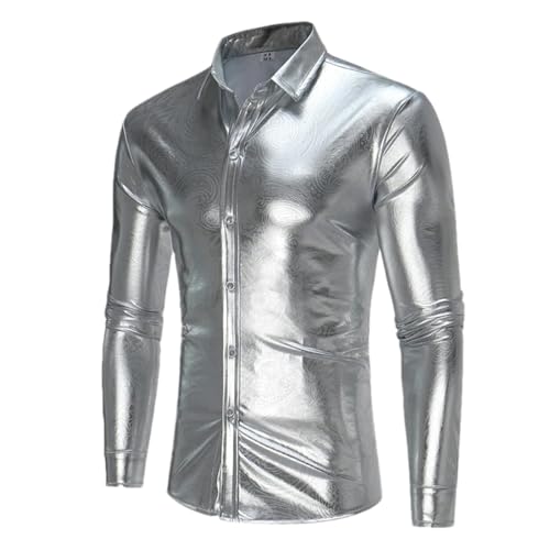 Chemise noire à paillettes homme ZMIN disco pour costume Halloween