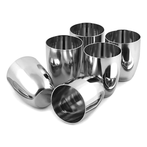 Kanshita's Rasoiware Unbreakable Stainless Steel Heavy Gauge Glass for Drinking and Serving Water and Cold Drink (Kulled Glass 6 Pcs)