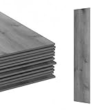 Revêtement de Sol PVC Autocollant Relaxdays, 5 m²/36 pièces, Aspect Bois, antidérapant, Gris Clair.