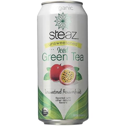 Steaz Organic Unsweetened Passionfruit Iced Green Tea, 16 Fluid Ounce - 12 per case. Cover