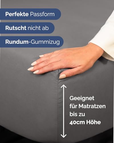 Spannbettlaken 180x200 - Mikrofaser Spannbetttuch 40cm (16") - Dunkelgrau – Ansicht 3