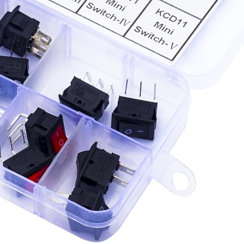 Kidisoii Kit sortido de interruptor basculante PCB, KCD11 Mini interruptor basculante de 2 pinos 3 p