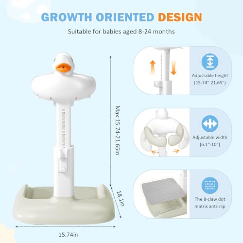 Image of Adjustable Height Baby Shower Stand with Anti-Slip Base, Bath Shower Standing Support, Portable Bath Helper