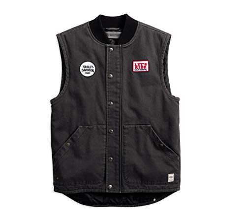 Harley-Davidson Men's Quilted Slim Fit Workwear Vest, Black (XXX-Large)