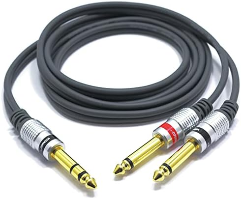 Kabel Jack 6,3 Stereo na 2x Wtyk Jack Mono 1,5m VITALCO Przewód Duży Jack 6,3mm TRS 2x Jack TS