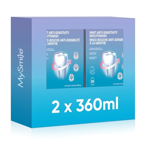 Image of MySmile Travel Mouthwash Alchohol Free, Mild Mint, 120 ml, 2 Pack | Hydroxyapatite Oral Rinse Fluoride Free for Sensitive Teeth, Remineralizing Mouth Wash Supports Gum Health, Freshens Breath
