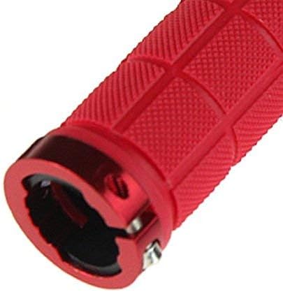 Bicycle Handlebar Grips Bicycle Grips Handlebar Grips with Handlebar End Caps Non-slip Rubber Bicycle Handle with Aluminum Ring for Road Citybike Mountain Folding Bike (red) - Image 3