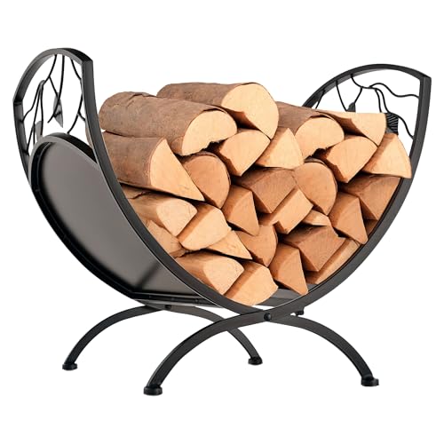 Outsunny Metal Arced Firewood Log Holder Indoor Outdoor Folding Firewood Rack Fireplace Wood Storage...