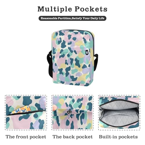 messenger bag cute cross body bag for woman Ladies Shoulder Handbags Adjustable Strap for School School- Color Blocks Print2