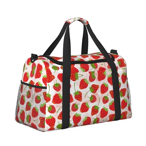 Strawberry print Personal Item Bag Large Duffel Bag Travel Bag Weekender Bag Gym Bag Tote Duffel bag3
