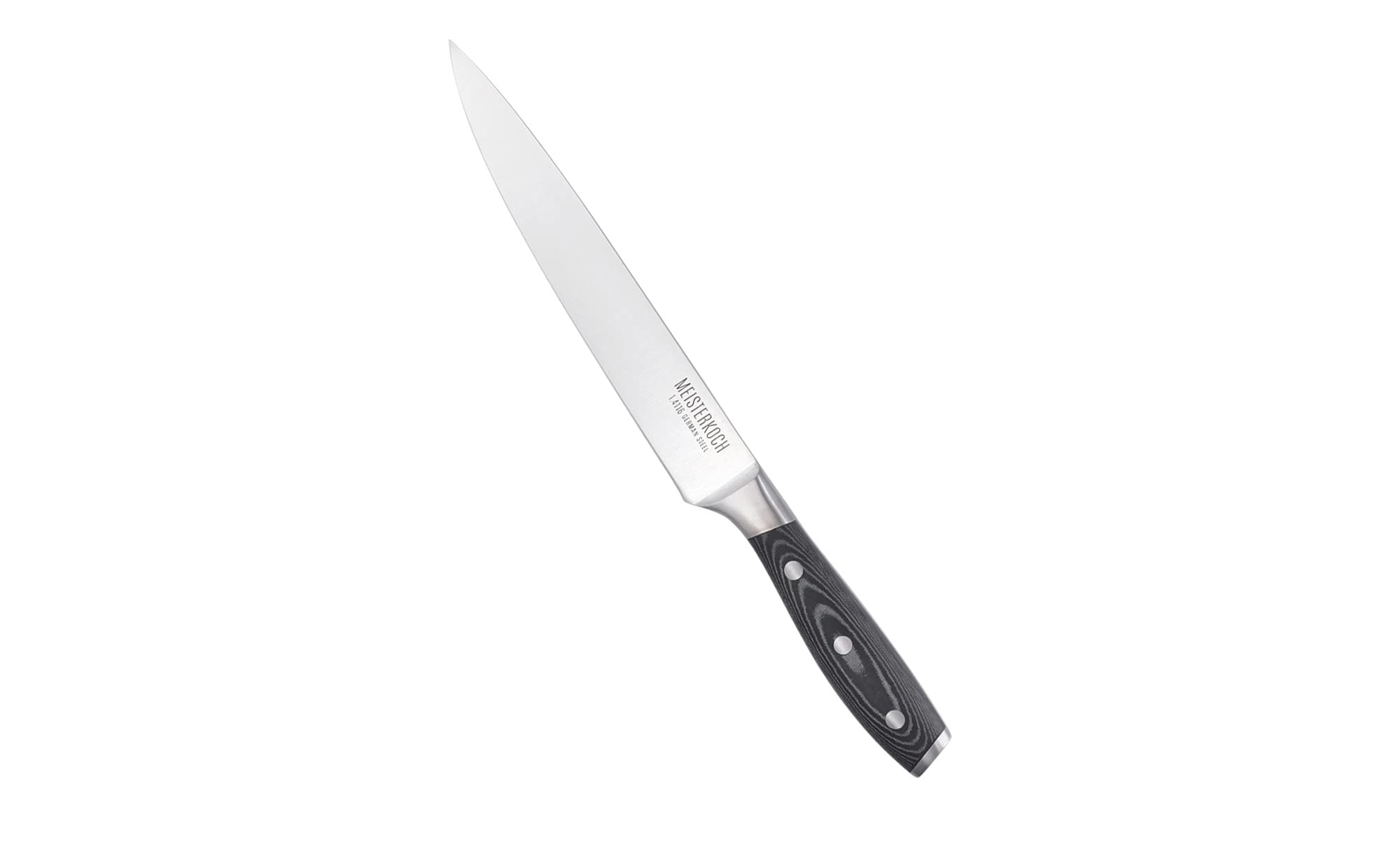 Meisterkoch 5-teiliger Messerblock bestückt mit Edelstahlmessern rostfrei | Universalmesser, Brotmesser, Gemüsemesser, Kochmesser, Fleischmesser | Micarta-Griff mit Edelstahlnieten