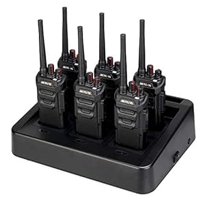 Retevis RT648 Walkie Talkie, IP67 Impermeabile, PMR446 Licenza-libero, Walkie Talkie con Caricatore a Sei Vie, Walkie Talkie a Lungo Raggio per Cantiere, Scuola(6 Pezzi, Nero)