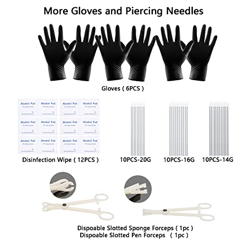 ChiMunllin 120PCS Body Piercing Kit Surgical Steel 14G 16G 20G BCR CBR Labret Lip Rings Cartilage Daith Earrings Nose Septum Nose Studs Belly Button Rings Piercing Jewelry Needles Gloves Clamps Tools