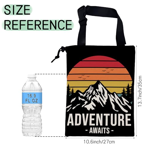 Image of Adventure Mountain Car Trash Bag,Hanging Drawstring Car Garbage Bag,Waterproof Canvas Car Back Seat Organizer with Adjustable Buckle,for Vehicles,SUVs,Camping,Road Trips