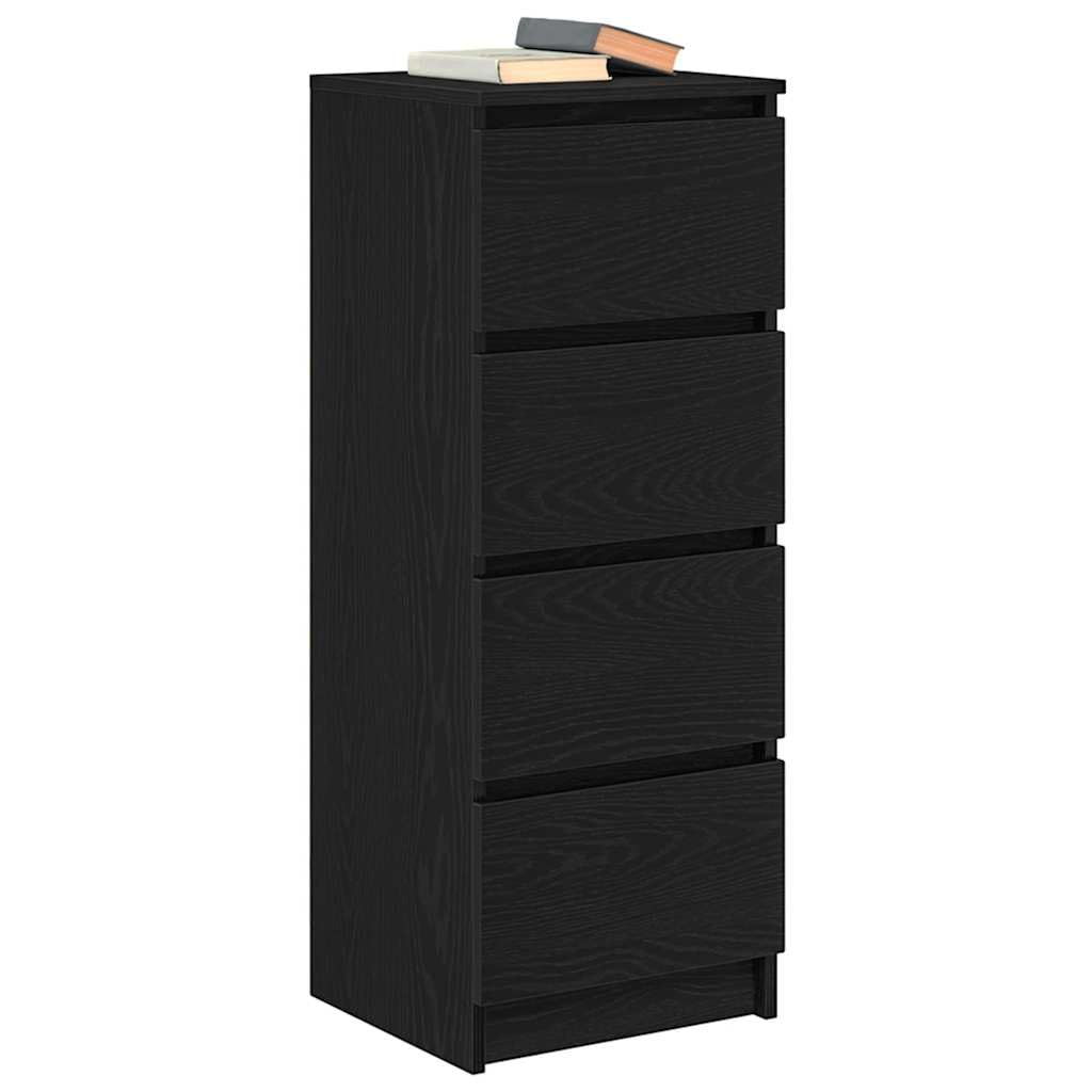 Komoda Czarny Dąb 37,5x35x99 cm Drewno klejone met 4 lades, stabiel en duurzaam, opbergkast voor woonkamer, hal of keuken, hoge draagkracht 60 kg