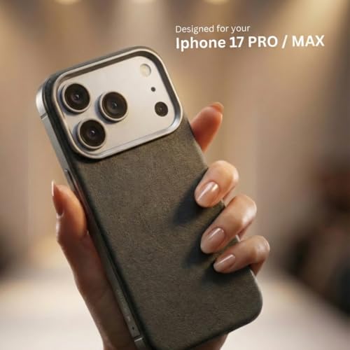 Image of SkynUp Linea Premium Leather Back Cover Case for iPhone 17 Pro | MagSafe Compatible | Black