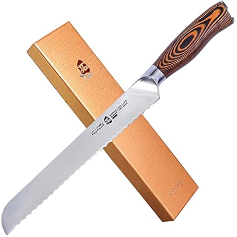 TUO Brotmesser 23cm Kuchenmesser Tortenmesser Gezahnte Klinge Deutscher Edelstahl Küchenmesser Cover