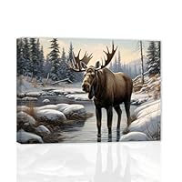 動物　絵画　アート Amazon.co.jp: ZXHYWYM 大型ヘラジカ ウォールアート 野生動物