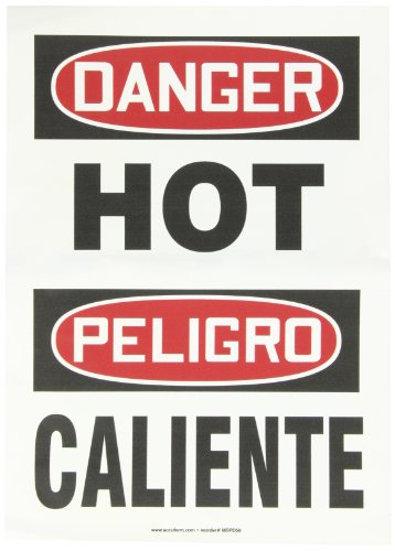 Signalisation Danger HOT bilingue adhésive et résistante pour surfaces chaudes