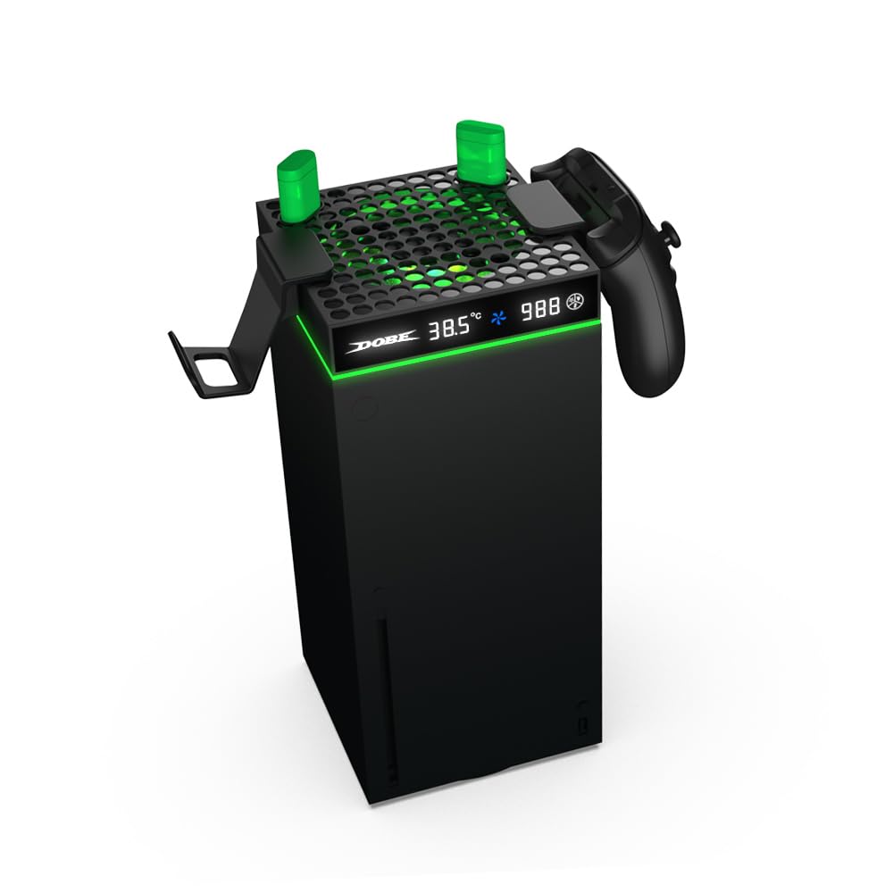 Dobe TYX-3606 - Ventola di raffreddamento compatibile con Xbox Series X/S con schermo LED, sistema di raffreddamento a velocità regolabile, ventola superiore a basso rumore con ventola indipendente e