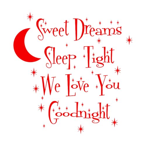 Citas Dulces sueños Duerme bien Dormitorio Luna Calcomanías de tallado fino 54x55.1cm Decoración de tiendas Rojo